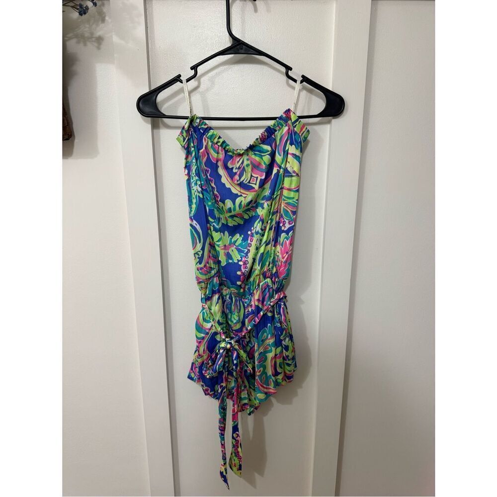 Lilly Pulitzer Blue Pink Green Printed Romper